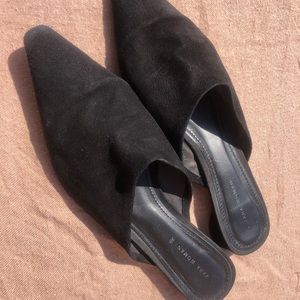 ZARA Woman Black Suede Flat mules